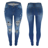 Autumn New Street trend ripped jeans big skinny hip raise women's jeans
