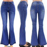 Laddymoda low waist skinny women's flared jeans medium wash in stock women's jeans