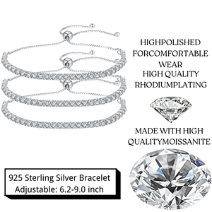 Laddymoda 15.0 Carat Moissanite Full Diamond Bracelet 925 Sterling Silver 18K White Gold Plating Bracelet - LaddyModa