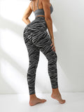 Laddymoda Seamless High Waisted Zebra Striped Women Workout Quick-drying Yoga Leggings