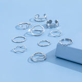 LADDYMODA semplice geometrico nicchia design senso indice dito anello sottile anello luce lusso freddo vento set anello 10 pezzi set