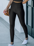 Laddymoda - Leggings para mujer, color negro, de tiro alto, ajustados, con cintura ceñida