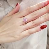 LADDYMODA Misura dell'anello con zirconi rosa Fashion Square: 5#-10#