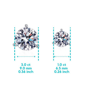 Laddymoda 1CT 3CT Moissanite Stud Earrings 925 Sterling Silver D Color VVS1 Clarity Brilliant Diamond Moissanite Earrings For Women Men - LaddyModa