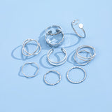 LADDYMODA Simple Geometric Niche Design Sense Index Finger Ring Thin Ring Light Luxury Cold Wind Set Ring 10-piece Set