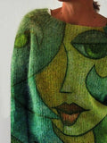 Suéter Laddymoda para mujer, informal, con estampado floral, cuello redondo, manga larga, suelto, para otoño e invierno