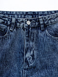 Laddymoda Jeans a gamba dritta lavati strappati Pantaloni alla moda da donna tinta unita non elasticizzati in denim