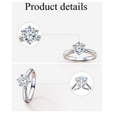 LADDYMODA Luxury Moissanite Ring 1Ct 925 placcato argento sterling per le donne ragazze fidanzamento banchetto di nozze festa di San Valentino regalo