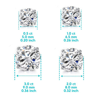 Laddymoda 0.5-3CT Moissanite Stud Earrings 925 Sterling Silver D Color VVS1 Clarity Brilliant Diamond Moissanite Earrings For Women Men - LaddyModa