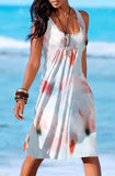Frauen Casual Loose Tank Kleider ärmellos Strand Urlaub Kleid Swing Plissee U-Ausschnitt Mode weich