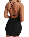 Backless Dress Women's Spaghetti Strap Sexy Clubwear Bodycon Mini Dress