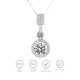 LADDYMODA Moissanite Necklace 5.19 Ct Halo Round Brilliant Cut Pendant Engagement Gift Valentine Gift Christmas Gift