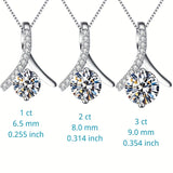 1pc 1 CARAT-3 QUILATES Moissanite, 925 Plata esterlina Hot Selling Trendy Simple Herringbone Pendant Necklace