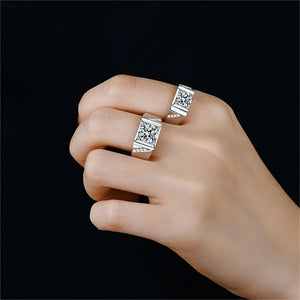 Laddymoda 1pc 1.03 Cttw Side Stone Inlay Moissanite Diamond Men's Ring, Engagement Rings For Man Wedding Rings,(D Color VVS1 Clarity 1 Ct Center) S925 Sterling Silver Plated With 18K Golden. Wedding Ring For Man - LaddyModa