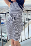 Women's Summer Casual Sleeveless Beach Tank Dress Bodycon Ruched Tie Waist Mini Dresses