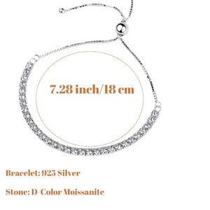 Laddymoda 15.0 Carat Moissanite Full Diamond Bracelet 925 Sterling Silver 18K White Gold Plating Bracelet - LaddyModa