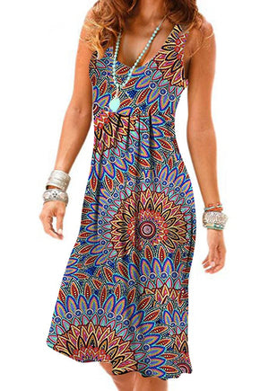 Women Casual Loose Tank Dresses Sleeveless Beach Vacation Dress Swing Pleated U Neck Fashion Soft - LaddyModa