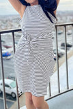 Damen Sommer Casual Ärmellos Strand Tank Kleid Figurbetonte Minikleider mit Rüschen und Bindegürtel