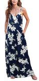 Vestido maxi largo floral con bolsillos y estampado floral bohemio con correa de espagueti para mujer de verano