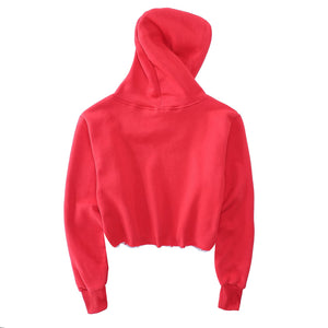 Women's Cropped Hoodie Fleece Long Sleeve Pullover Cut Off Hood Sweatshirt - LaddyModa