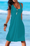 Frauen Casual Loose Tank Kleider ärmellos Strand Urlaub Kleid Swing Plissee U-Ausschnitt Mode weich