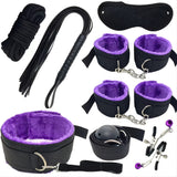 Laddymoda 1 Set Men's Handcuffs Eyes Blinder Whip Plush Sex Toys, 11pcs SM Tools Valentine's Day Gift