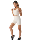 Laddymoda Workout-Leggings mit U-Ausschnitt, nahtlose, gerippte Leggings mit hoher Taille und Sport-BH-Übungsset