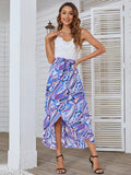 Jelly Women's Deep V Neck Sleeveless Summer Asymmetrical Floral Maxi Dress
