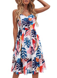 Abiti casual per le donne senza maniche cotone Summer Beach Dress Una linea Spaghetti Strap Prendisole con tasche