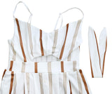 Damenkleider Sommer-Tiefenvorderseite V-Ausschnitt Spaghettiträger Button-Down-A-Linie rückenfreies Swing-Midikleid