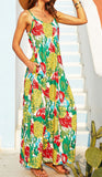 Vestido maxi largo floral con bolsillos y estampado floral bohemio con correa de espagueti para mujer de verano