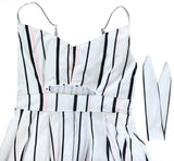 Femmes Robes D'été Cravate Devant V-Neck Spaghetti Strap Button Down A-Line Backless Swing Midi Dress