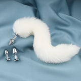 Laddymoda 3pcs / set staccabile finta pelliccia volpe coda anale metallo, tre spine butt plug, giochi di ruolo di sesso, giocattoli sessuali per uomini e donne