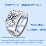 Laddymoda 1pc 1.03 Cttw Side Stone Inlay Moissanite Diamond Men's Ring, Engagement Rings For Man Wedding Rings,(D Color VVS1 Clarity 1 Ct Center) S925 Sterling Silver Plated With 18K Golden. Wedding Ring For Man