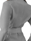 Laddymoda Capispalla da donna Elegante solido scollo a V casual moda manica lunga vita bottone giacca blazer formale