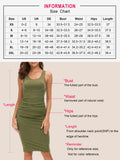 Women's Sleeveless Racerback Tank Ruched Bodycon Sundress Midi Fitted Casual Dress