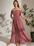 Robe longue ligne trapèze à imprimé floral bohème pour femmes