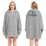 Wearable Blanket Hoodie Sweatshirt for Women Men, Teddy Oversized Hoodie Sherpa Blanket with Pockets for Adult Teen