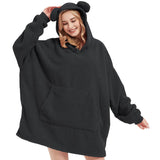 Tragbares Kapuzen-Sweatshirt für Damen und Herren, übergroße Teddy-Sherpa-Decke mit Taschen für Erwachsene und Teenager