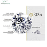 Laddymoda High Quality White Round GRA Moissanite Diamond Loose Stone 1CT-12CT D GH 3EX Cut Eight Heart Eight Arrow Can Pass The Diamond Detection Pen Detection Of Jewelry Matching Stone