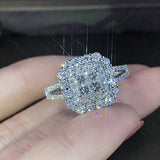 LADDYMODA Zircon Decor Ring Square Shape Shiny Ring Bridal Wedding Ring Anniversary Gift Engagement Gift
