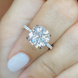 LADDYMODA Moissanite Ring 5.19 Ct Lab-Grown Round Brilliant Silvery Ring With Micro Pave Side Stones