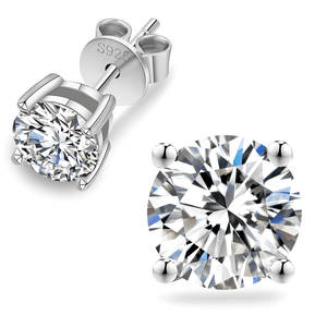 Laddymoda 0.5-3CT Moissanite Stud Earrings 925 Sterling Silver D Color VVS1 Clarity Brilliant Diamond Moissanite Earrings For Women Men - LaddyModa