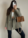 2022 Femmes Double Breasted Blazer Office Lady Loose Classic Coat Costume Veste Femme Chic Outwear Outfits Veste Femme
