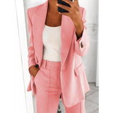 2022 Summer Autumn Solid Blazer Coat Notched Long Sleeve Cardigan Button Casual Jacket Suits Office Lady Black Blazers