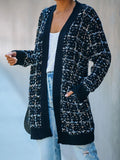 Bohemian Plaid Cardigans Women Vintage Long Coat Female Jacket Knitwear Winter Slim Sweater Cardigan Pockets