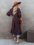 Fitshinling Bohemian Vintage Cardigan Ropa de invierno para mujeres Flecos Colorido Chaqueta larga delgada Moda femenina Abrigo de punto Nuevo