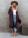 Fitshinling Bohemian Vintage Women's Cardigan Winter Clothing Fringe Colorful Slim Long Jacket Female Fashion Knitted Coat New