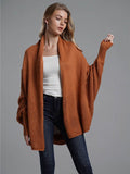 Laddymoda Pull Oversize Cardigan Female Clothes Patchwork Batwing Sleeve Long Outerwear Women Winter Big Size Jacket Coat