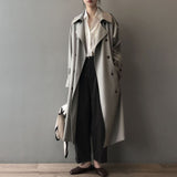 Long windbreaker women's 2023 spring new Korean version of the temperament loose waist and thin casual coat women